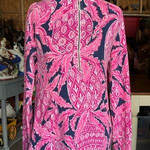 Lilly Pulitzer Pink and Blue Pineapple Ski Jacket